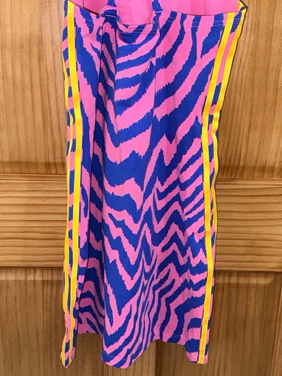 NWT Adidas x Farm Rio Pink & Blue Zebra-Stripe Mini Tank Dress-M - Picture 12 of 13